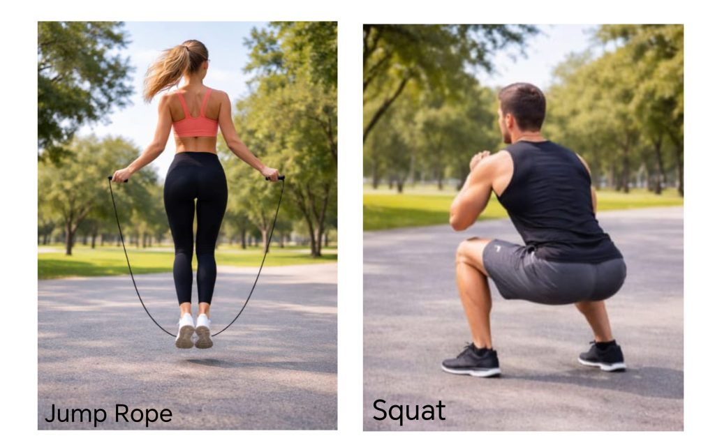 Jump rope & Squat for Heart Health and Overall Fitness