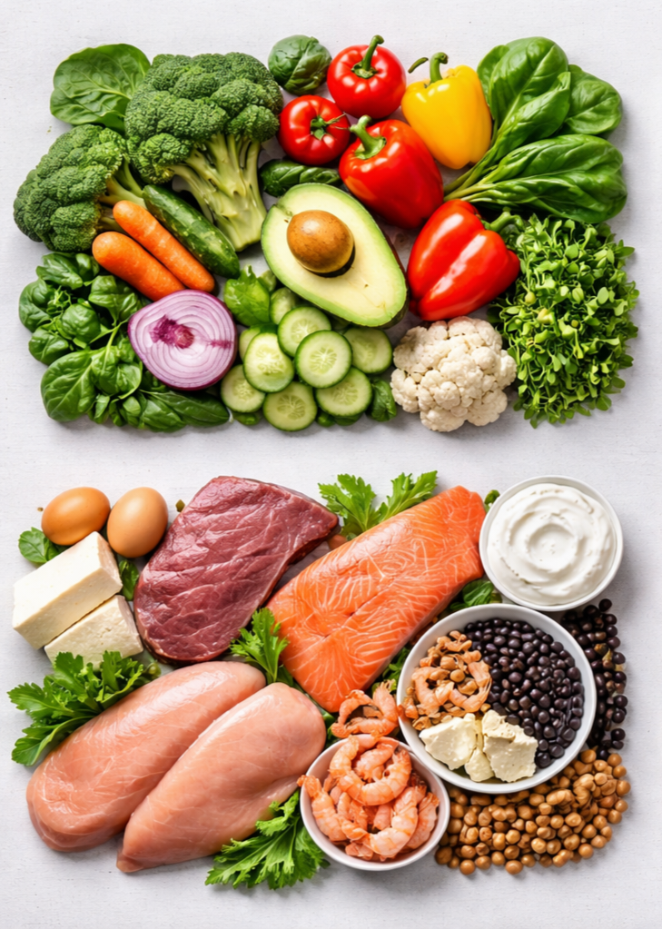Healthy natural foods like fruits, vegetables and whole grains to support weight loss naturally