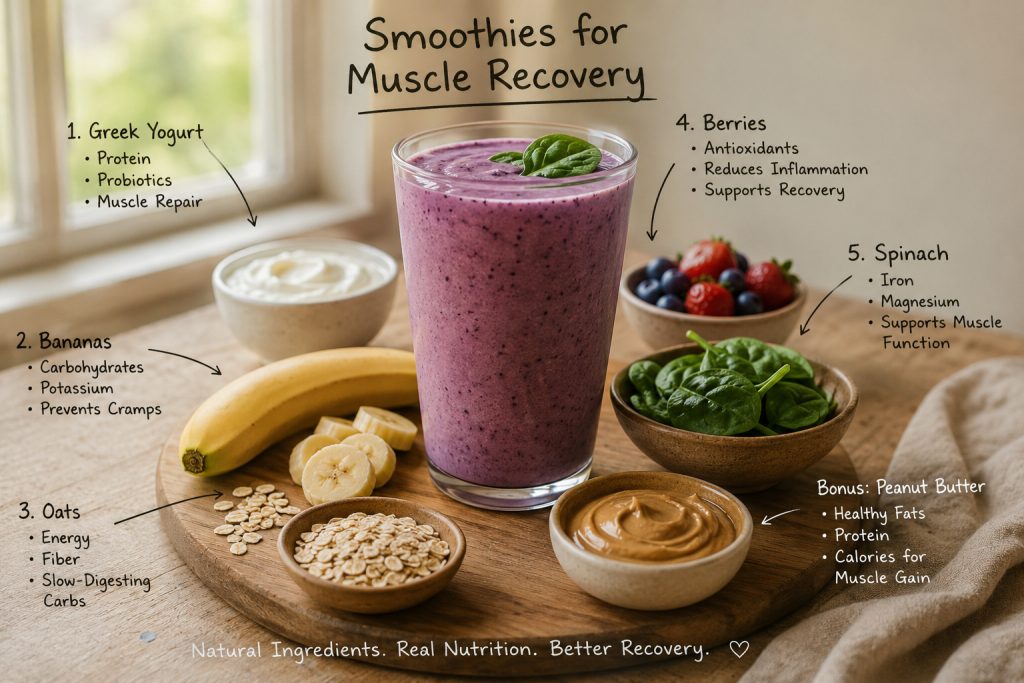 Smoothies for muscle recovery with natural ingredients